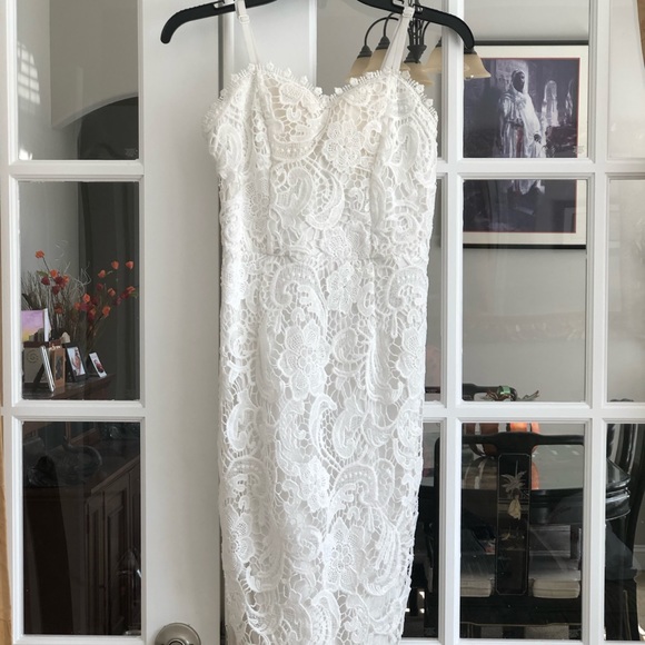 Casual White Lace Dress w/ Straps - Picture 2 of 3